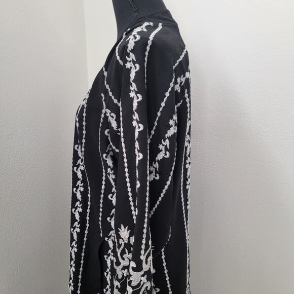 Topshop Kimono Open‎ Front Cardigan Embroidered Fringe Long Sleeve Witchy Sz 8 - Picture 10 of 15